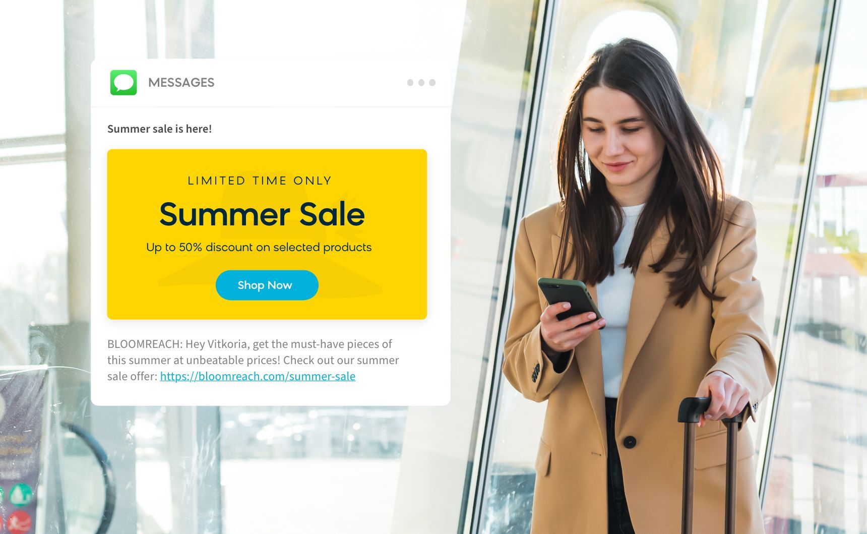 Traveler receiving a personalized marketing communication