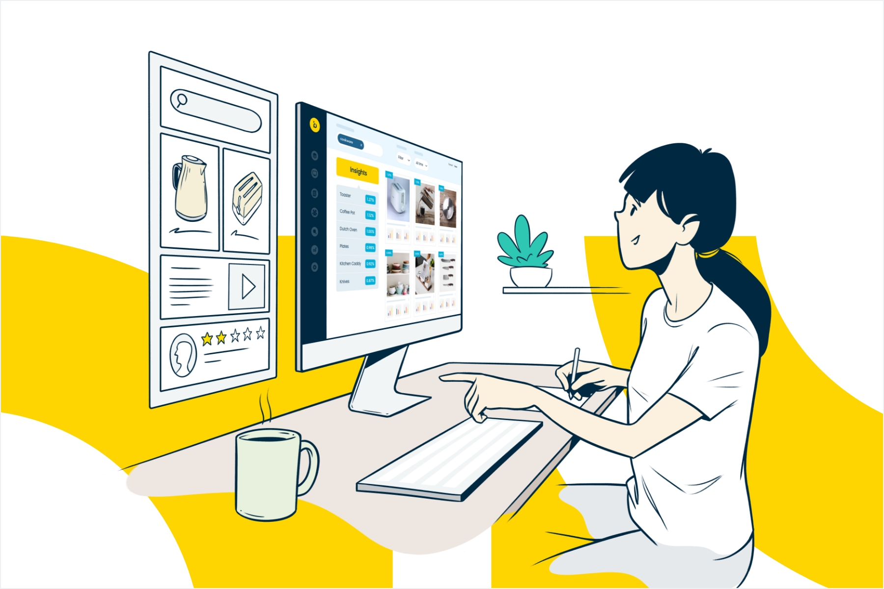 Illustration of Merchandiser Editing the Product Grid on E-Commerce Website