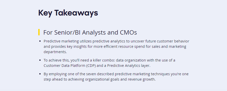 Predictive Marketing Key Takeaway
